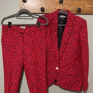 Red leopard statement blazer/pants set